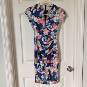Floral Print Ruched Bodycon Dress